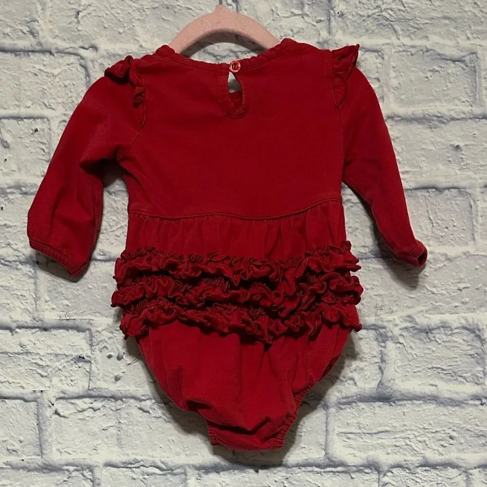 Ruffle Butts red baby one piece snap dress Size 6-12 months Rufflebutts